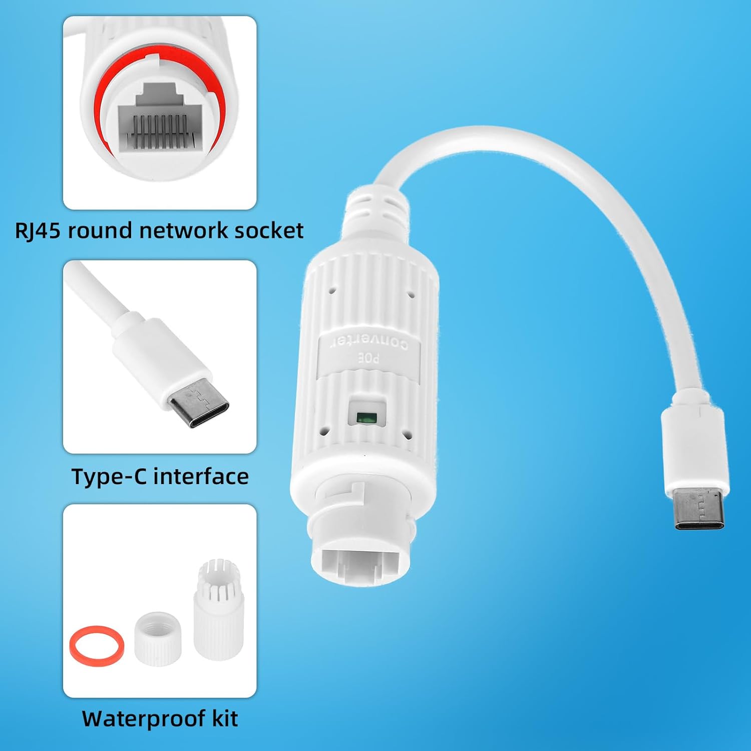 Outdoor Usb Power Adapter - Convertidor de Energía POE a USB-C,
